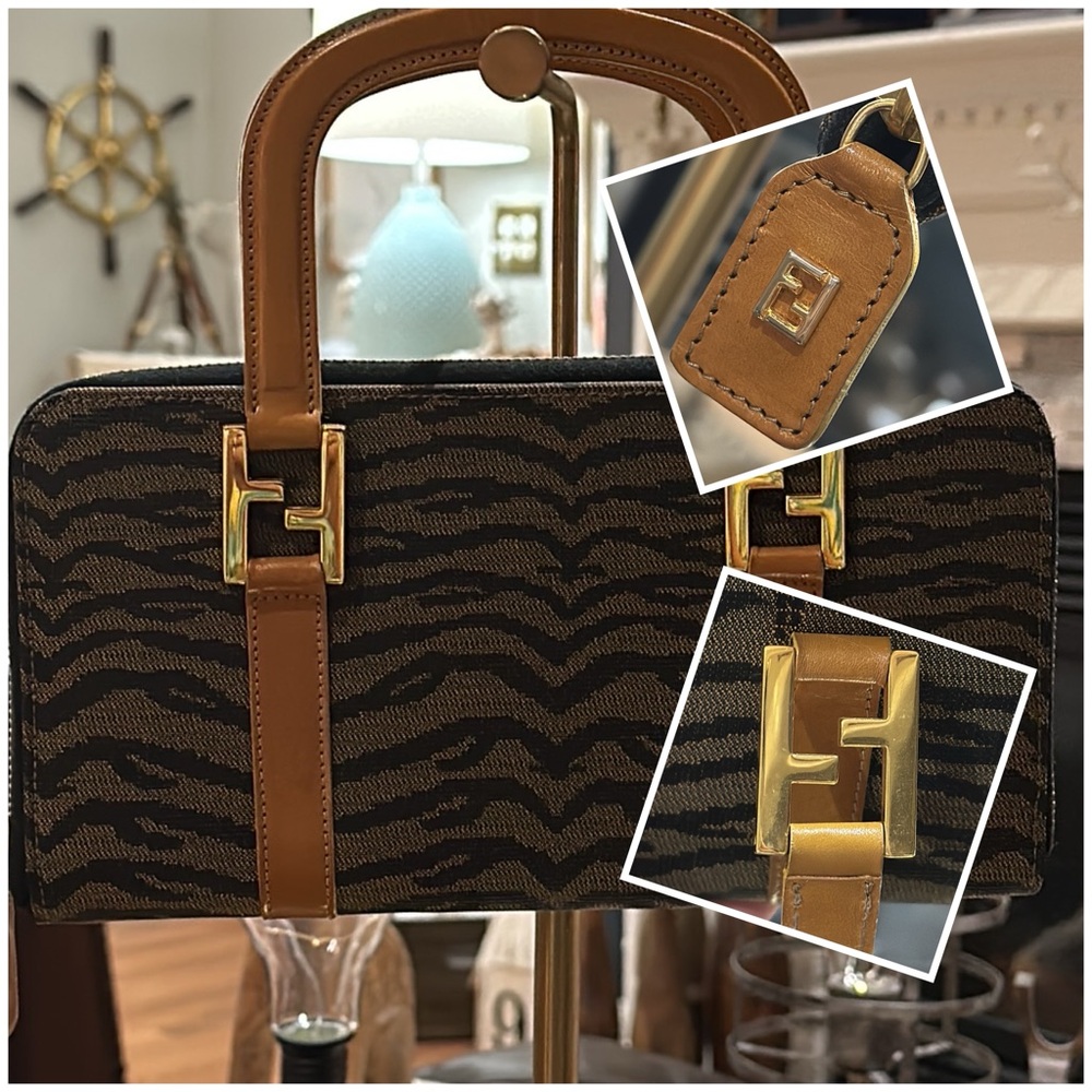 RARE Authentic Fendi Roma S.A.S. FF Vintage Top Handle Wallet Clutch, STUNNING